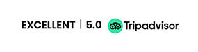 TripAdvisor rating badge displaying EXCELLENT | 5.0 with the TripAdvisor owl logo